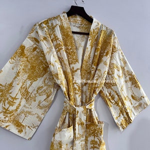 100% Cotton kimono Robes Beautiful Cotton Kimono Dress Dressing Gown Cotton Kimono Bridesmaid Gift Bestseller image 5