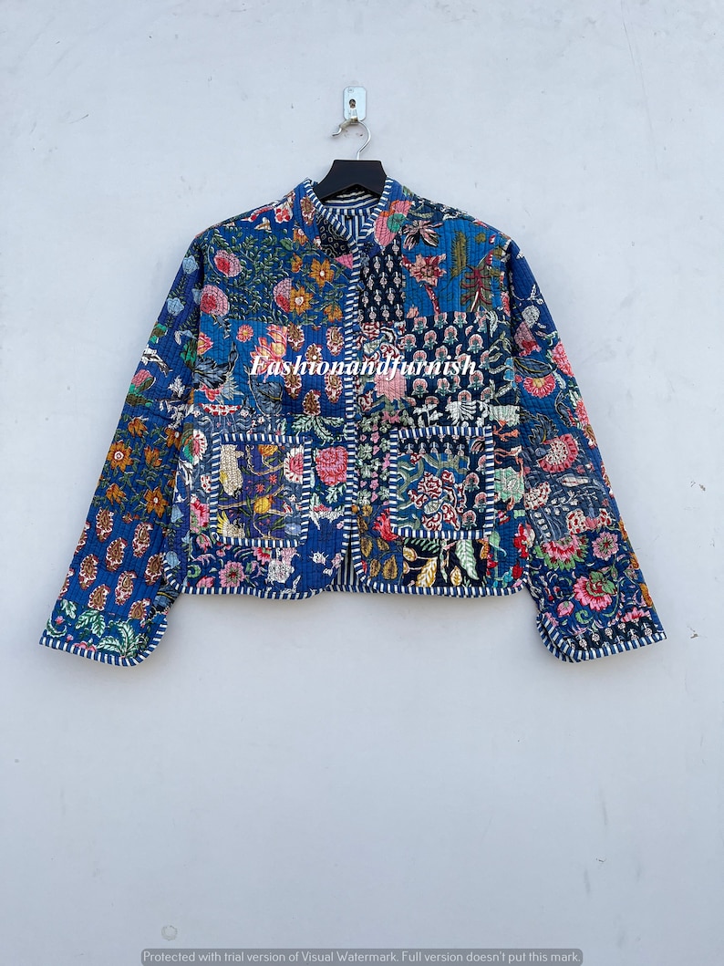 Patchwork Quilted Jackets Cotton Floral Bohemian Style Fall Winter Jacket Coat Streetwear Boho Quilted Reversible Jacket for Women image 3