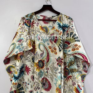 Floral Cotton Kaftan Maxi Dress: Boho Summer Tunic