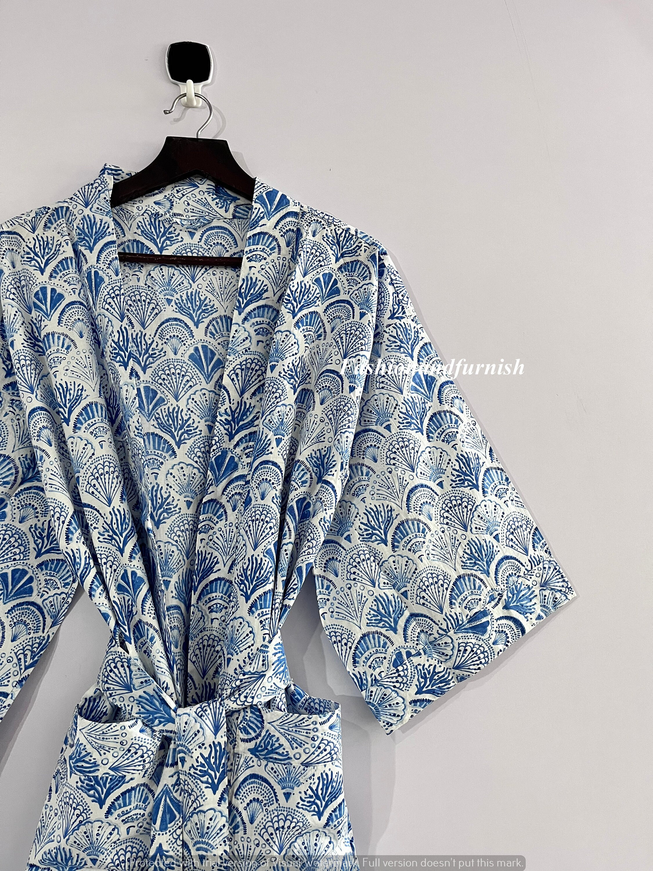 Robes, Lightweight pure cotton kimono robe, ladies night gown, kimono dressing gown, bridesmaid gowns, sustainable women bathrobe, Kimono
