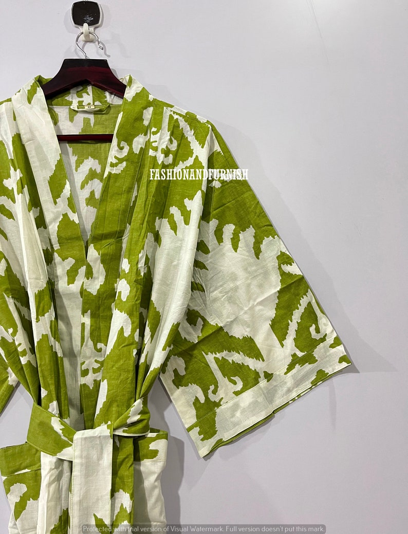 Beautiful Cotton Kimono Dress, Bath Robe Kimono, hand Block Printed Cotton Kimono, Shower Robe, Cotton Kimono Robe, Dressing Gown image 3