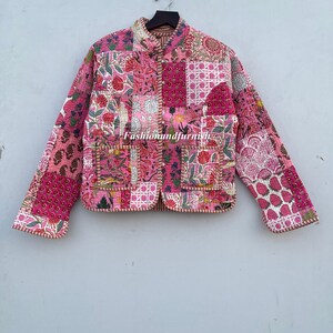 Handmade Floral Patchwork Quilted Cotton Jacket: Bohemian Reversible ...