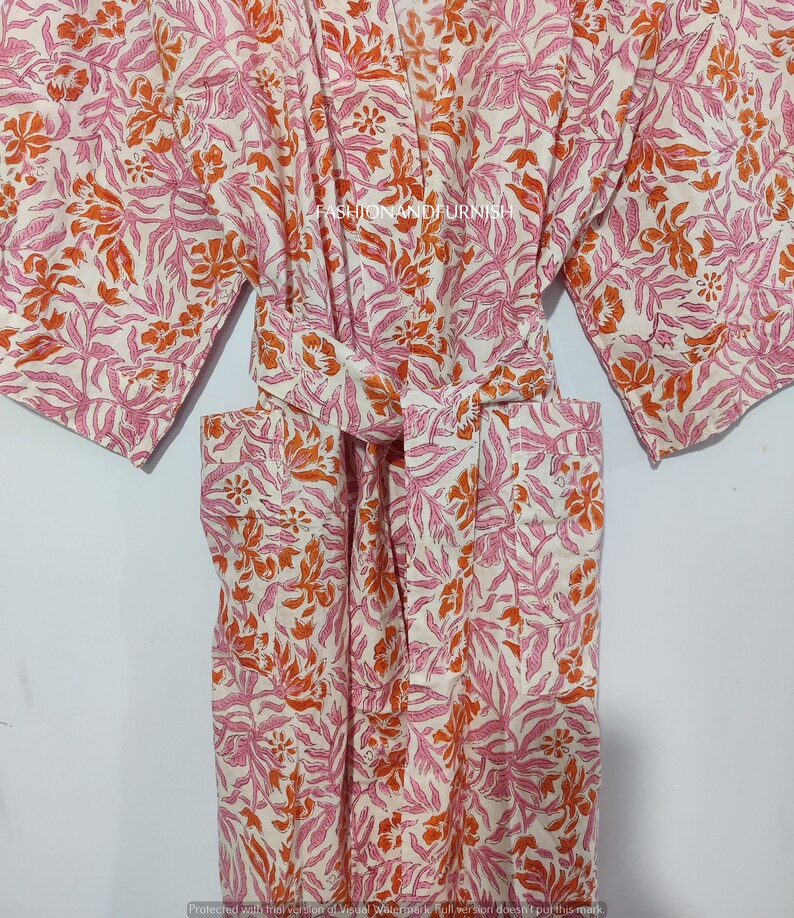 Robes, Lightweight Pure Cotton Kimono Robe, Ladies Night Gown, Kimono Dressing Gown, Bridesmaid Gowns, Sustainable Women Bathrobe, Kimono image 7