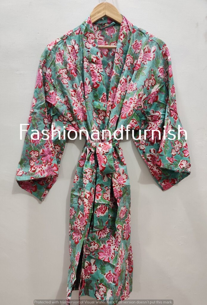 Cotton Kimono Dresses Bath Robe Kimono Hand Block Cotton - Etsy