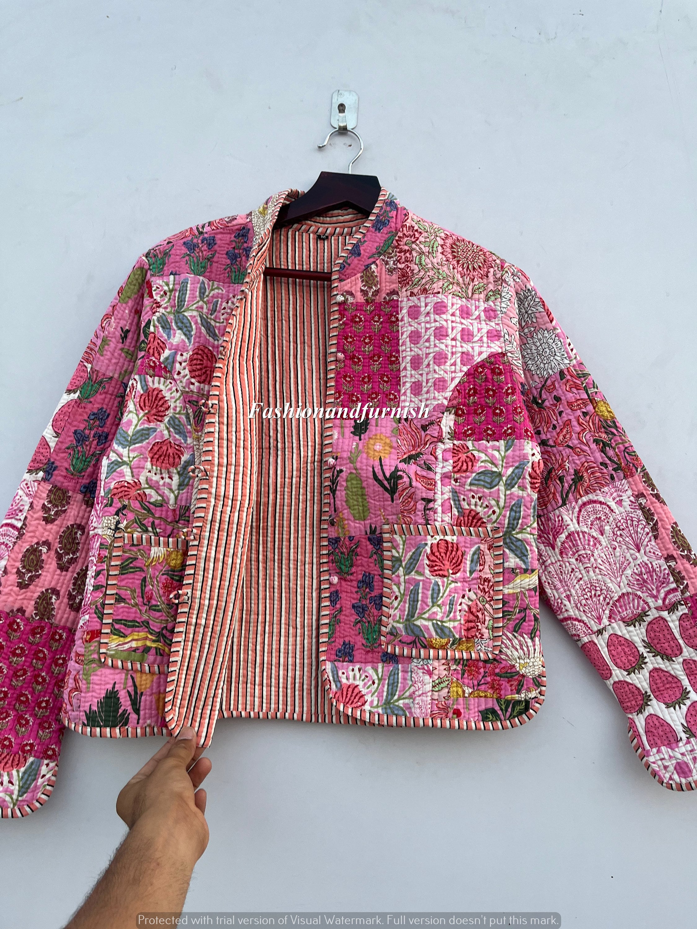 Patchwork Quilted Jackets Cotton Floral Bohemian Style Fall