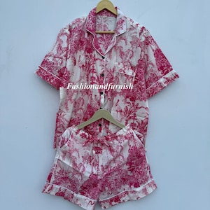 Hand Block Print Cotton Pajama Set: Women&#39;s Sleepwear Loungewear