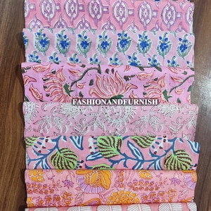 Indian hand block printed patch scrap bundle fabric scraps cotton fabric remnants flower fabric scrap cotton patches fat quarter imagen 2