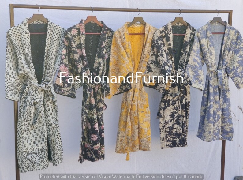 Robes Embroidery Robes Cotton Winter Robes Kantha Kimono Etsy