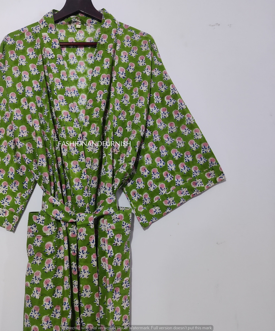 Women's Kimono Robe Cotton Dressing Gown Soft and Comfortable Bath ...