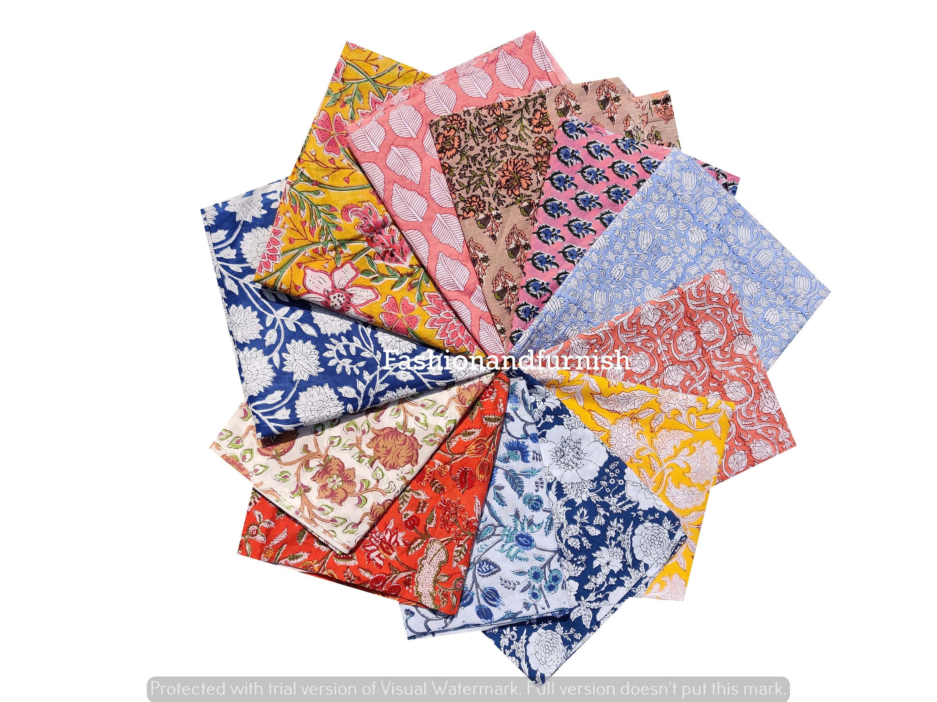 Tessuto Indiano Floreale Giallo Fatto A Mano Con Stampa - Foto 8