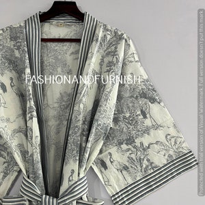100% Cotton kimono Robes Beautiful Cotton Kimono Dress Express Delivery Dressing Gown Cotton Kimono Free Delivery Bridesmaid Gift Bestseller GREY TIGER