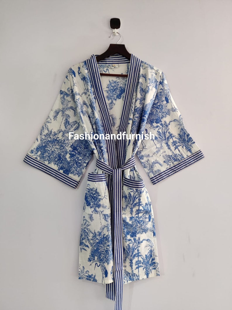 100% Cotton kimono Robes Beautiful Cotton Kimono Dress Express Delivery Dressing Gown Cotton Kimono Free Delivery Bridesmaid Gift Bestseller zdjęcie 2