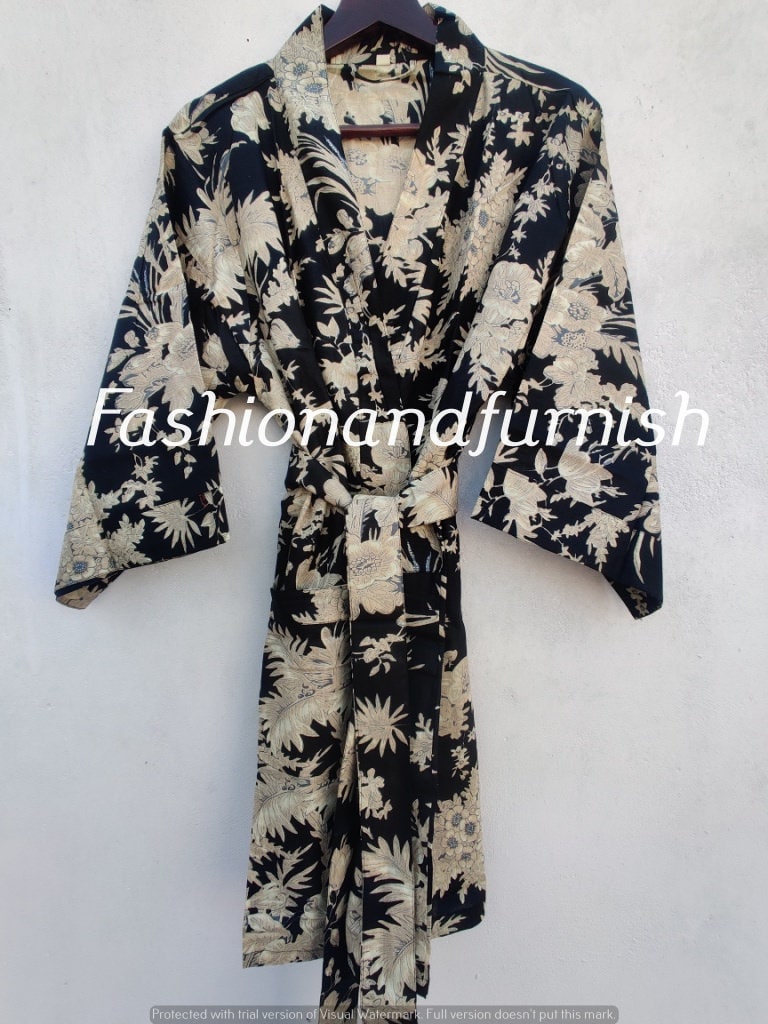 Black Robes Cotton Kimono Robe Kimono Dress Soft and Etsy