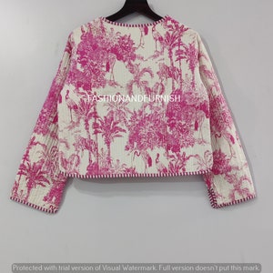 Indian Quilted Jacket For Women Tiger Print Jacket Short kimono Women Wear New Style Pink Flower Coat Bild 5