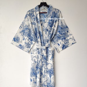 Beautiful Cotton Kimono Dress, Bath Robe Kimono, hand Block Printed Cotton Kimono, Shower Robe, Cotton Kimono Robe, Dressing Gown 521 image 7