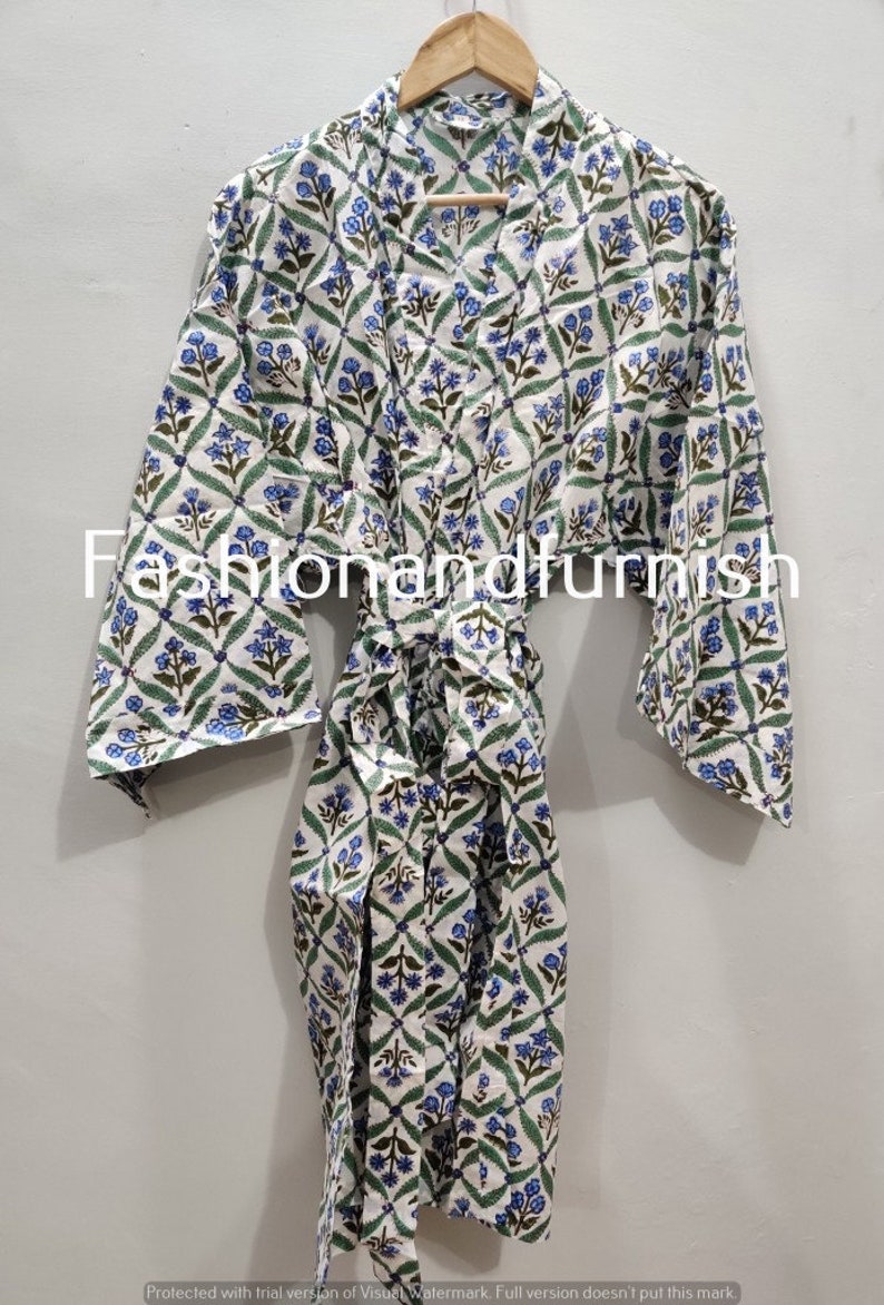 Indian gown Beautiful bridal kimono Floral Print robes bridesmaid kimono robe printed organic #508 Indian floral robe floral kimono
