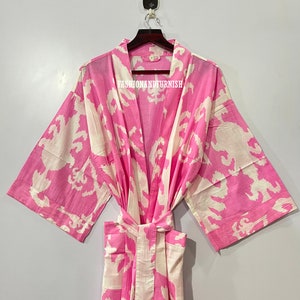 Beautiful Cotton Kimono Dress, Bath Robe Kimono, hand Block Printed Cotton Kimono, Shower Robe, Cotton Kimono Robe, Dressing Gown image 2