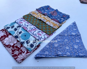 Assorted Napkin, Hand block Printed Napkin 100% Cotton Cloth Napkins Eco Friendly Reusable Cloth Napkins