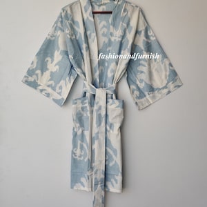 Beautiful Cotton Kimono Dress, Bath Robe Kimono, hand Block Printed Cotton Kimono, Shower Robe, Cotton Kimono Robe, Dressing Gown image 9