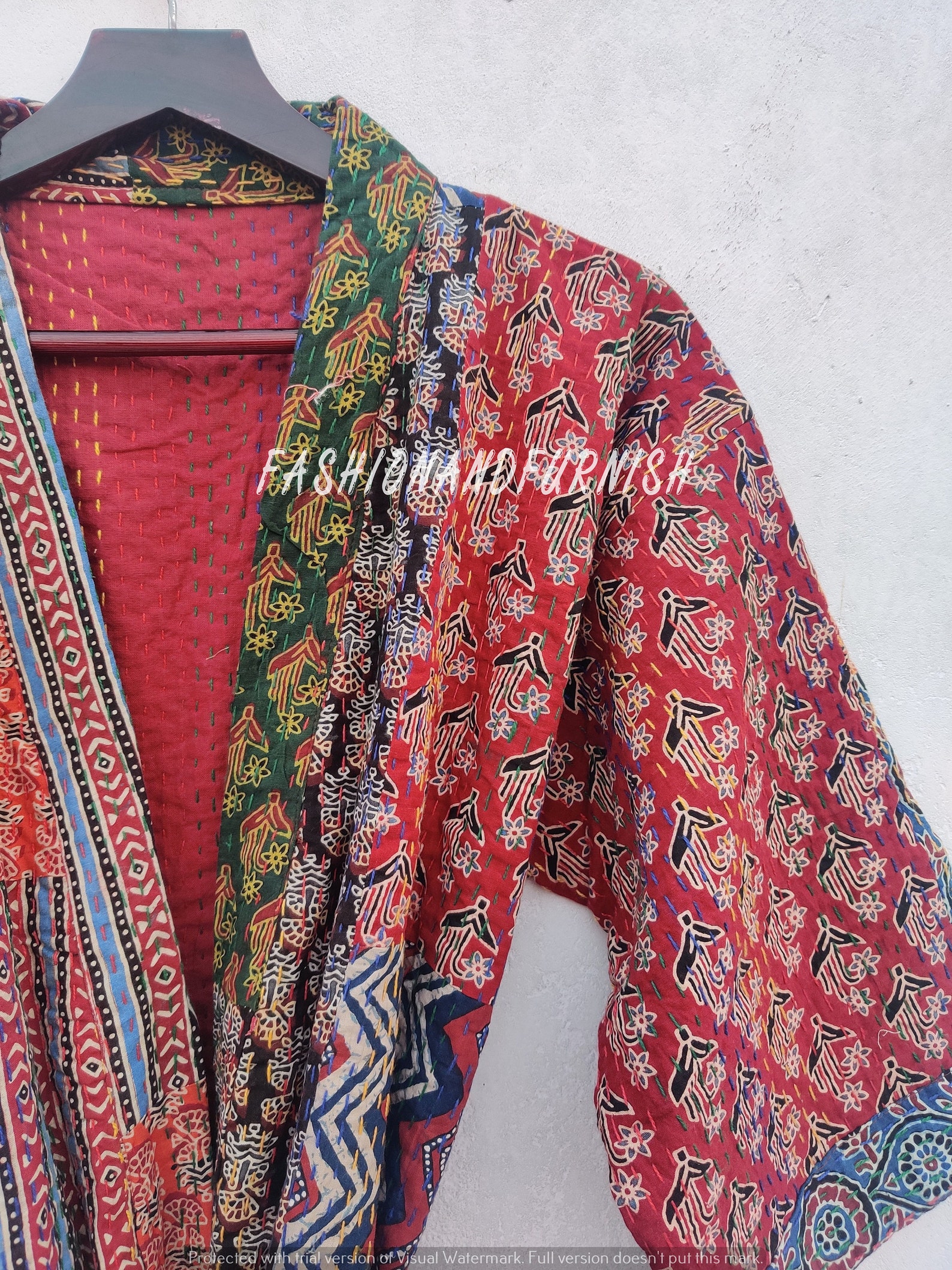 Indian Hand Made Kantha Quilted Kimono Jacket Beautiful | Etsy