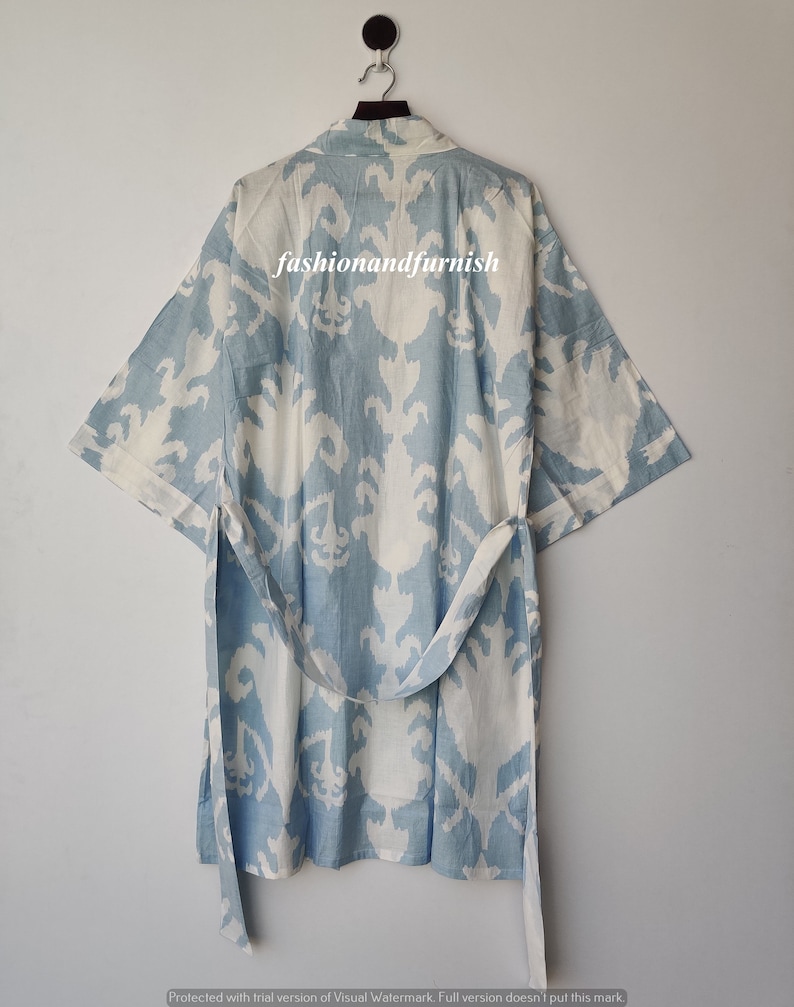 Beautiful Cotton Kimono Dress, Bath Robe Kimono, hand Block Printed Cotton Kimono, Shower Robe, Cotton Kimono Robe, Dressing Gown image 10