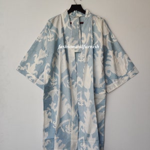 Beautiful Cotton Kimono Dress, Bath Robe Kimono, hand Block Printed Cotton Kimono, Shower Robe, Cotton Kimono Robe, Dressing Gown image 8