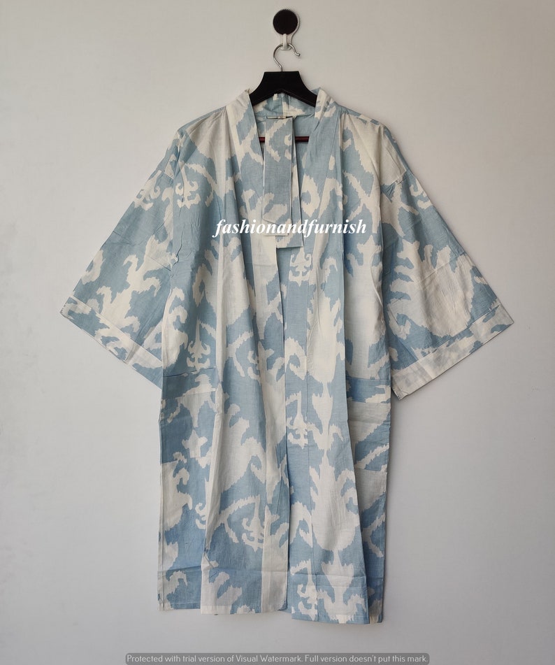 Beautiful Cotton Kimono Dress, Bath Robe Kimono, hand Block Printed Cotton Kimono, Shower Robe, Cotton Kimono Robe, Dressing Gown image 8