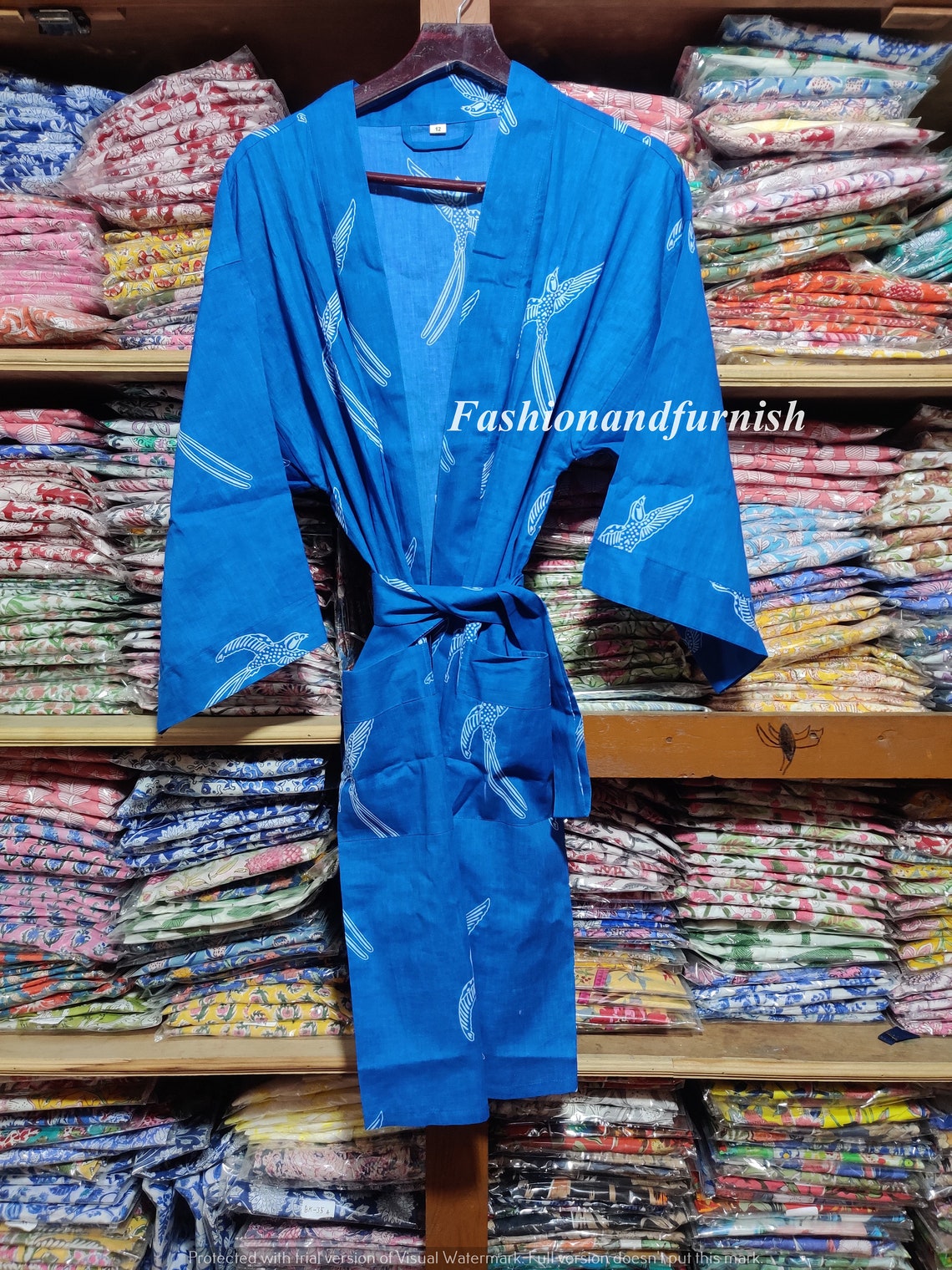 Beautiful Cotton Kimono Dress Bath Robe Kimono Hand Block Etsy