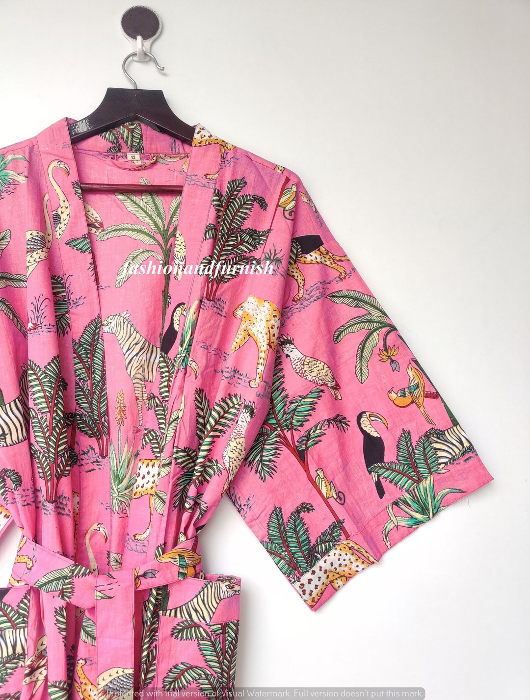 Indian 100 Pure Cotton Kimono Robes, Tiger Print Kimono, Women Wear