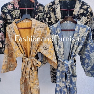 Robes Embroidery, Robes Cotton, Winter Robes, kantha Kimono, Robes, best Christmas gift, kimono, Dressing Gown Cotton ASSORTED KIMONO JACKET