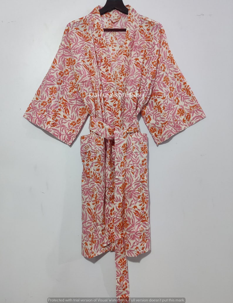 Robes, Lightweight Pure Cotton Kimono Robe, Ladies Night Gown, Kimono Dressing Gown, Bridesmaid Gowns, Sustainable Women Bathrobe, Kimono image 3