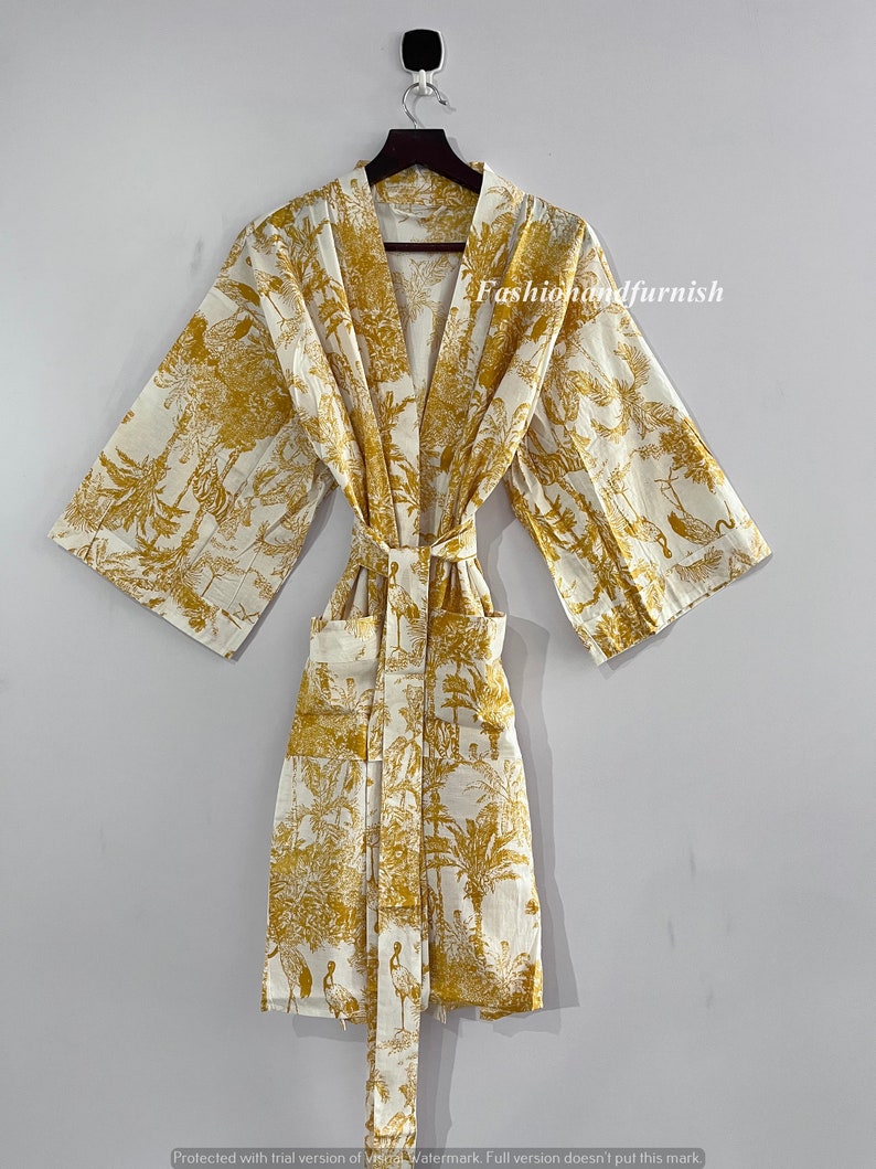 100% Cotton kimono Robes Beautiful Cotton Kimono Dress Dressing Gown Cotton Kimono Bridesmaid Gift Bestseller image 3