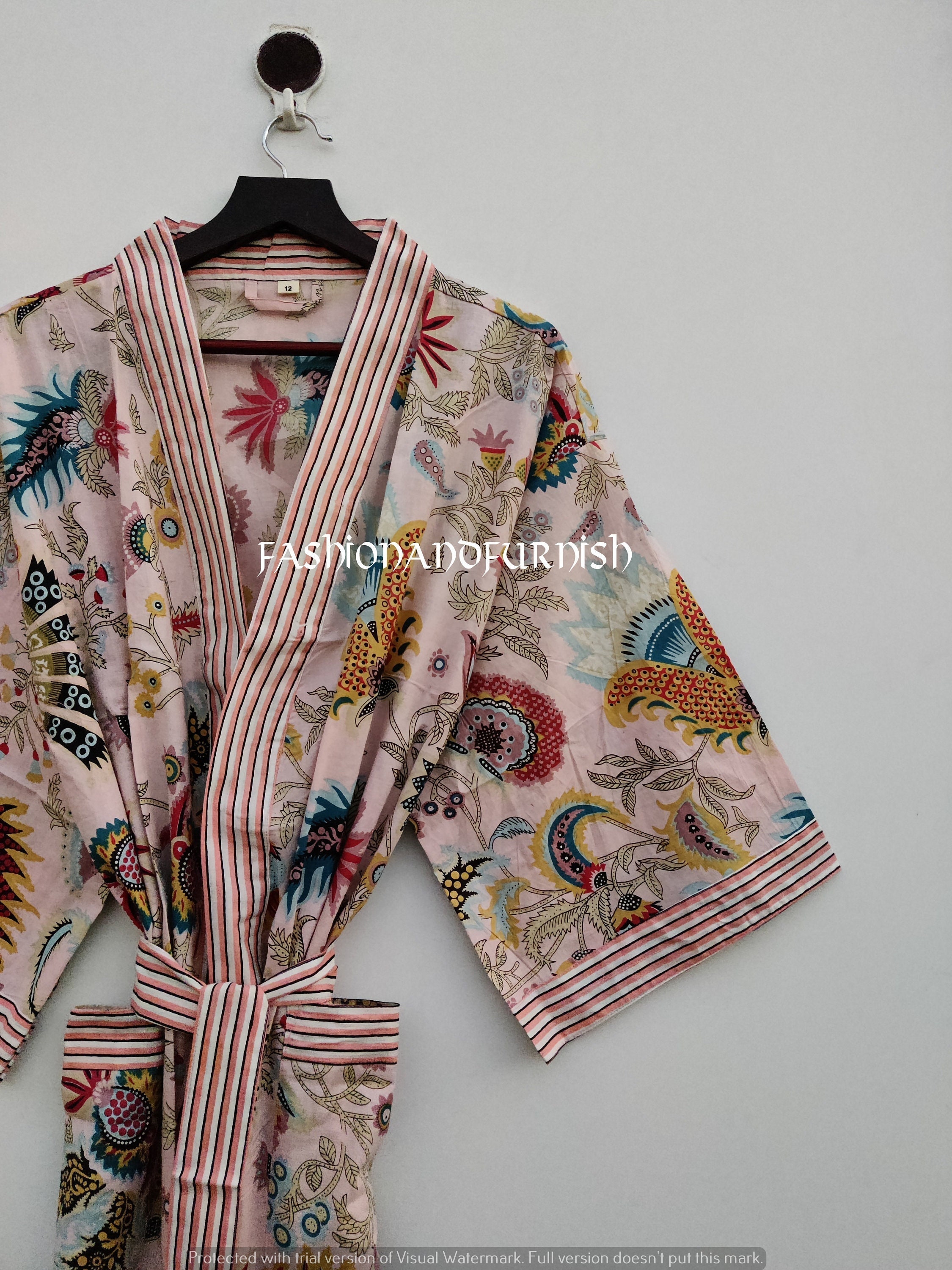 Elegant Cotton Waffle Robe, Thick Hooded Bath Wear, Natural Kimono