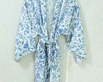 100% Cotton Kimono Robes Floral summer women blockprint robes Bridesmaid Gifts For Her