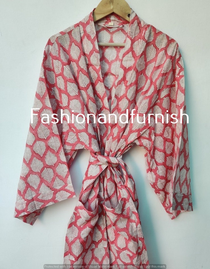 Beautiful Cotton Kimono Dress Bath Robe Kimono Hand Block - Etsy India