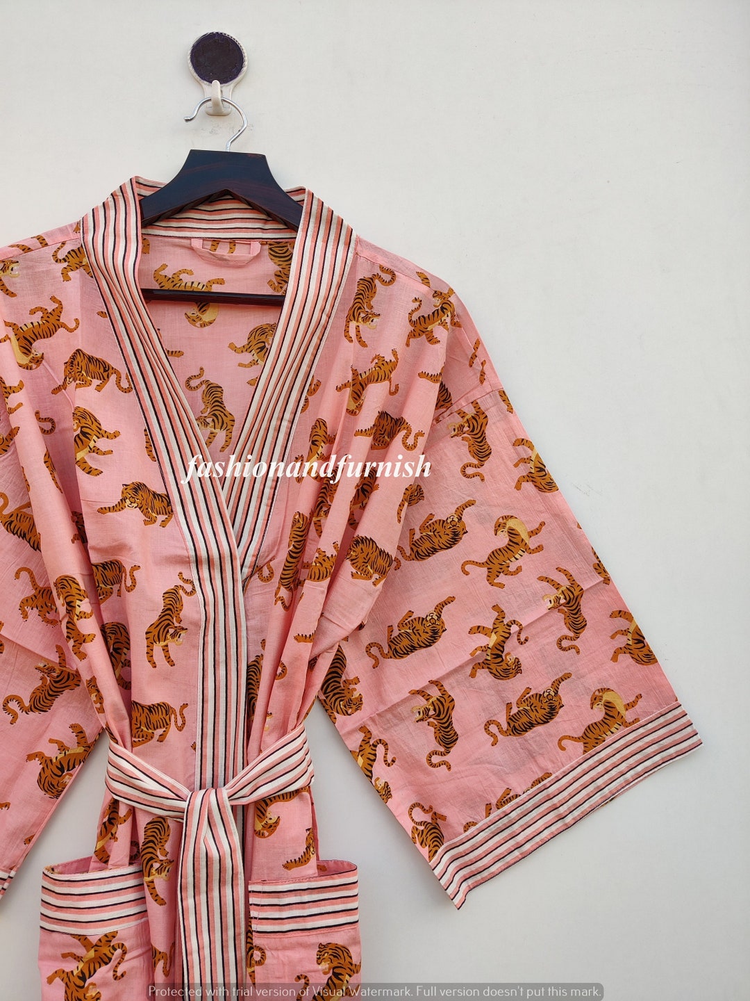 New Animal Print Kimono Robe, Indian Soft Cotton Kimono, Japanese