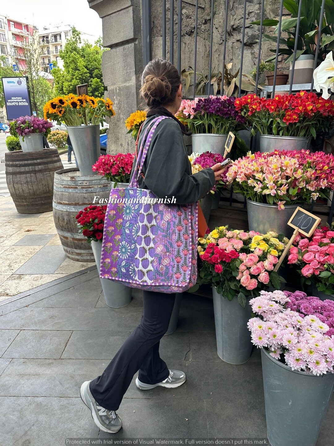 Hollow Out Flower Woven Shoulder Tote Bag