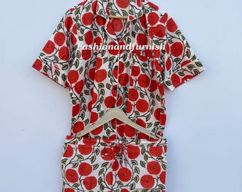 Hand Block Print Cotton Pajama Set: Jaipur Women's PJs