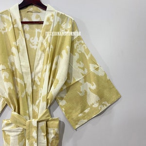 Beautiful Cotton Kimono Dress, Bath Robe Kimono, hand Block Printed Cotton Kimono, Shower Robe, Cotton Kimono Robe, Dressing Gown image 7