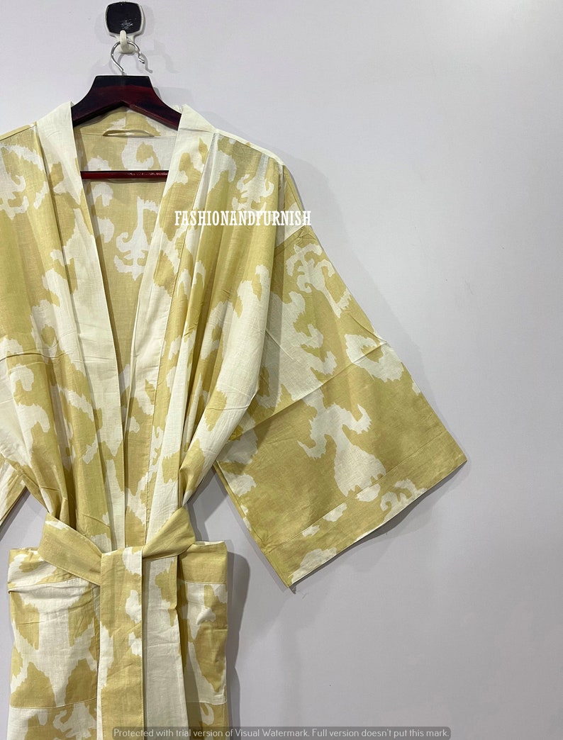 Beautiful Cotton Kimono Dress, Bath Robe Kimono, hand Block Printed Cotton Kimono, Shower Robe, Cotton Kimono Robe, Dressing Gown image 7
