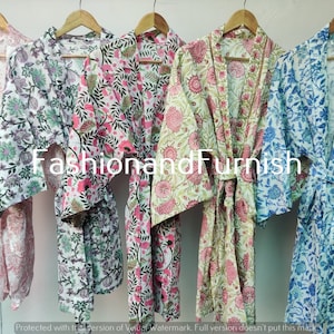 EXPRESS DELIVERY- Cotton kimono Robes Floral print Kimono Soft and comfortable Bath robes wrap dress House Coat Robe Kimono set off 5 pc lot