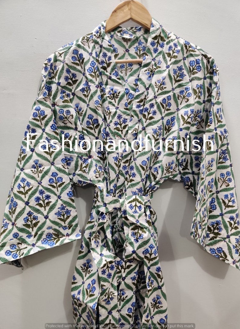 Indian gown Beautiful bridal kimono Floral Print robes bridesmaid kimono robe printed organic #508 Indian floral robe floral kimono