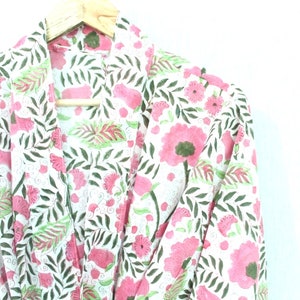 Beautiful Cotton Kimono Dress, Bath Robe Kimono, hand Block Printed Cotton Kimono, Shower Robe, Cotton Kimono Robe, Dressing Gown #556