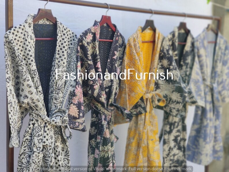 Robes Embroidery Robes Cotton Winter Robes Kantha Kimono Etsy