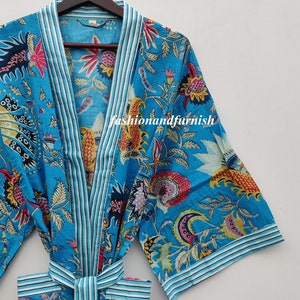 100% Cotton kimono Robes Beautiful Cotton Kimono Dress Express Delivery Dressing Gown Cotton Kimono Free Delivery Bridesmaid Gift Bestseller TURQUOISE FLORAL