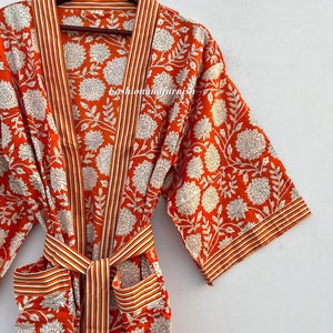 100% Cotton kimono Robes, Pure cotton Kimono, Block Print Cotton Kimono, Festival Clothing, Kimono Kaftan, Oriental Robe, Women's robes # 06