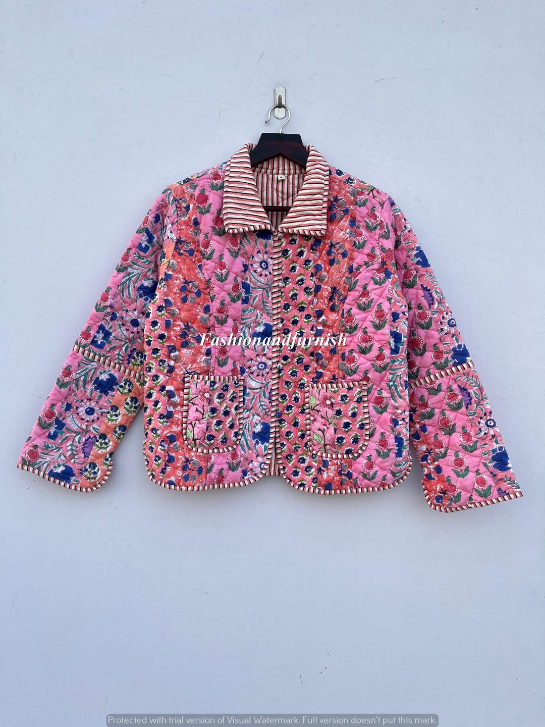 Handmade Cotton Patchwork Quilted Jacket: Reversible Boho Coat - Etsy