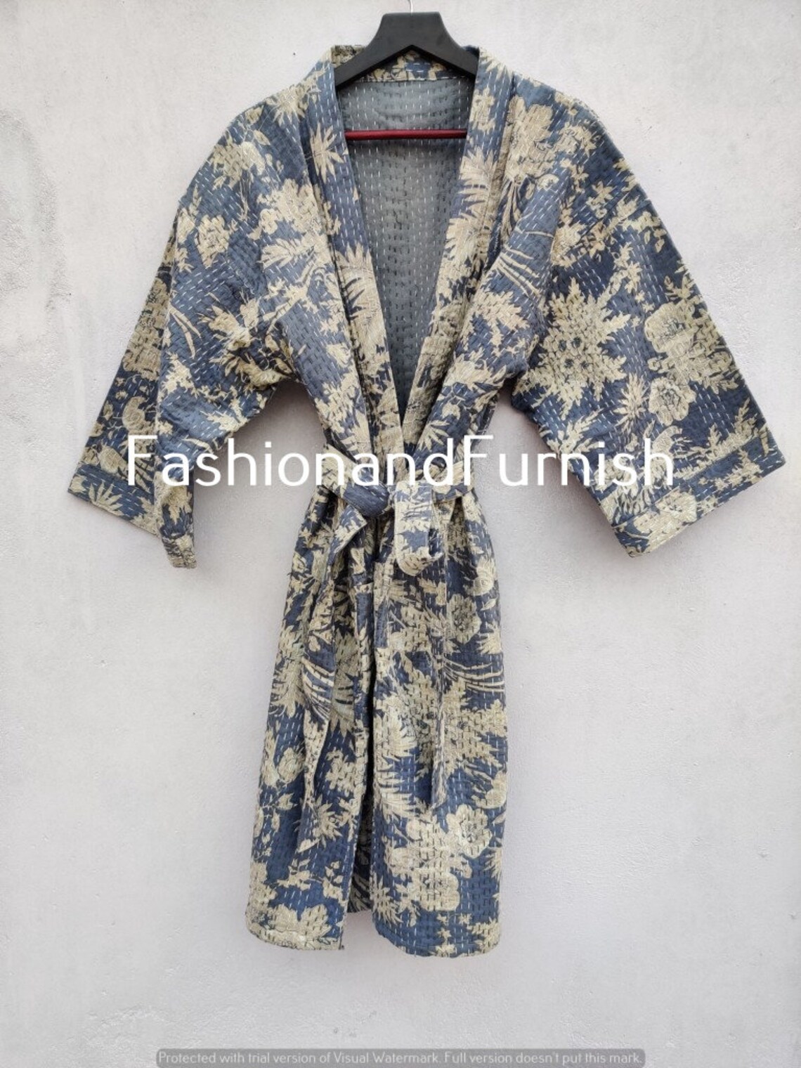 Embroidery Handmade Kantha Quilt Kimono Jacket Kimono Jacket Etsy