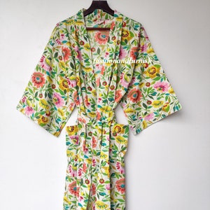 Robes, Lightweight pure cotton kimono robe, ladies night gown, kimono dressing gown, bridesmaid gowns, sustainable women bathrobe, Kimono MULTI FLORAL