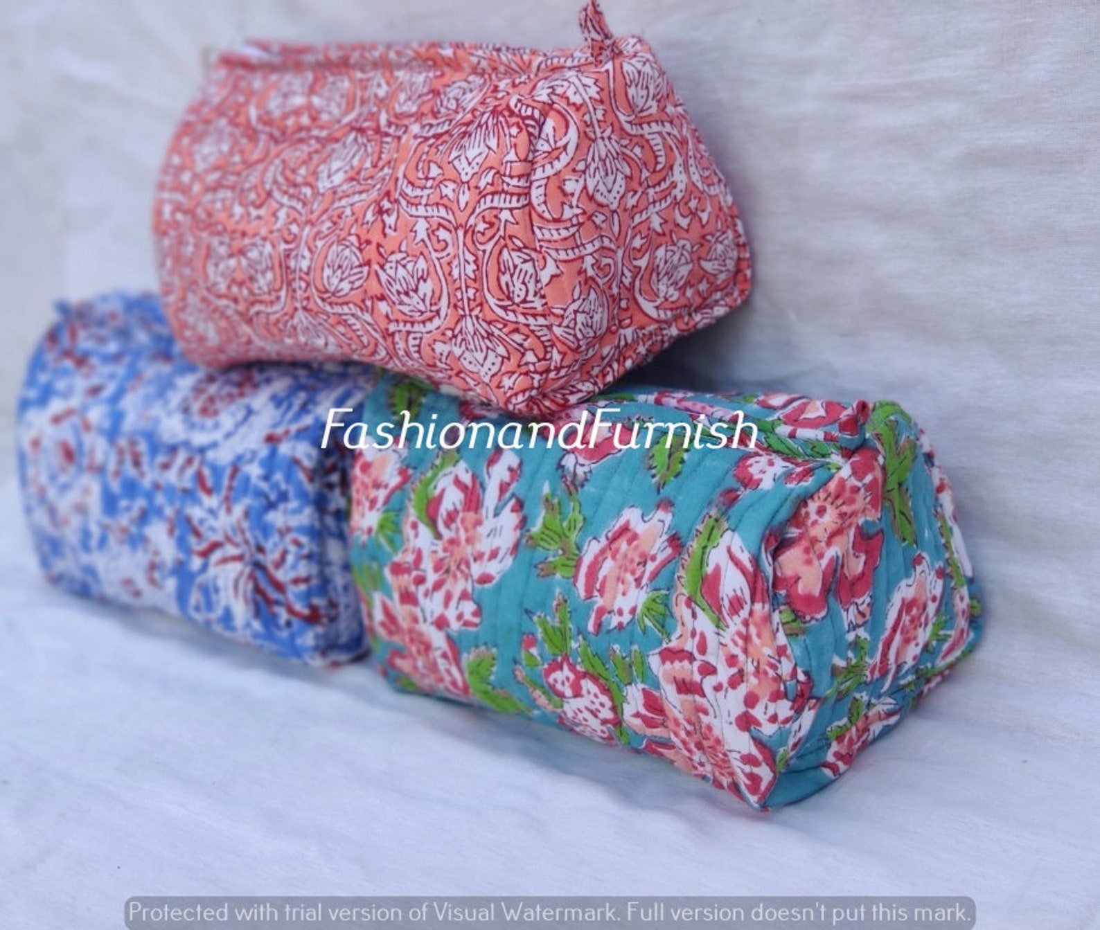 Toiletry Bag Wash Bag Hand Block Printed Quilted Washbag Etsy